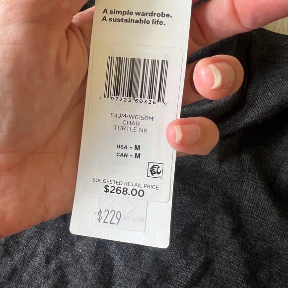 EILEEN FISHER Women's Fine Merino Turtleneck Top in Regenerative Wool Size M - Picture 10 of 11